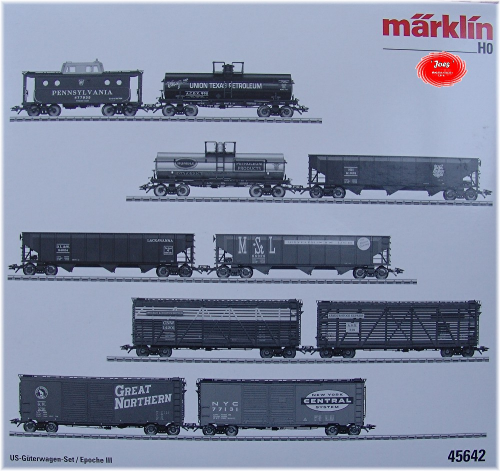 Märklin 45642 10 unterschiedliche Güterwagen mehrerer US Bahnverwaltungen.