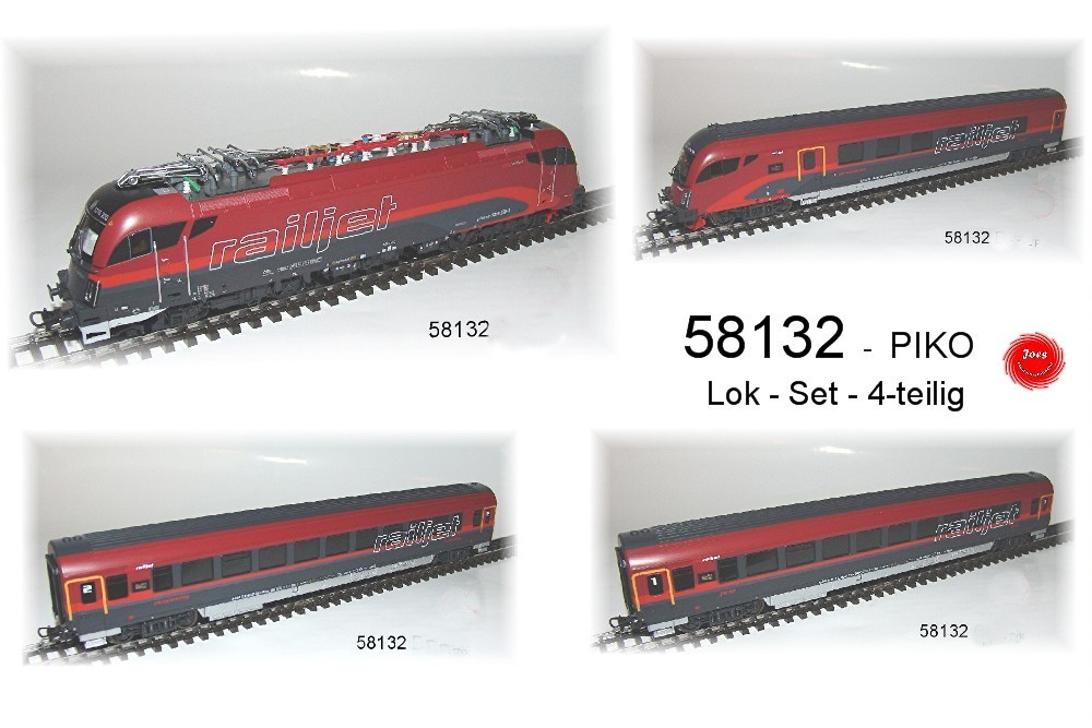 3 Wagen der ÖBB Spur H0 Epoche V PIKO 58131 Zugset Railjet Rh1216 