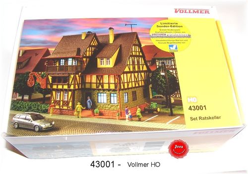 Vollmer 43001 H0 Set Ratskeller mit Hausbeleuchtung + Zubehör