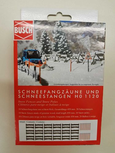 Busch 1120 H0 Bausatz Neu Schneefangzäune und Schneestangen