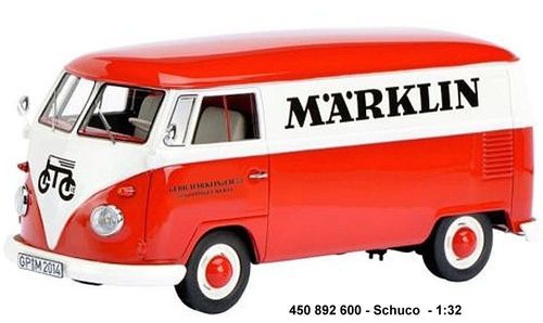 Schuco  450892600 -  VW- T1 - Kastenwage  - rot-weiß, Aufschrift Märklin