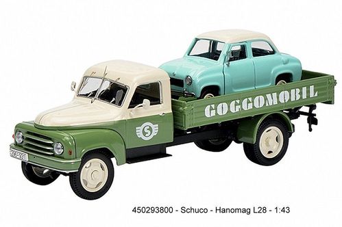 Schuco 450293800 - Hanomag L28 Pritsche mit Goggomobil "Goggomobil-Service"