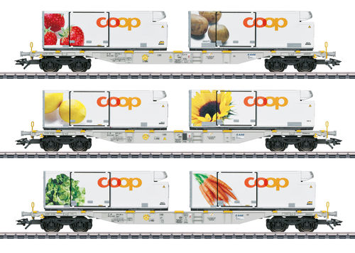 MÄRKLIN 47461 Containertragwagen-Set Sgns der AAE Cargo AG "Coop"