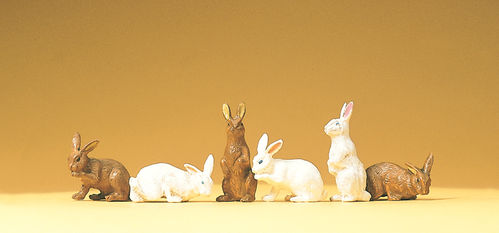 Preiser 47052 Maßstab 1:25 Figuren "6 Kaninchen"