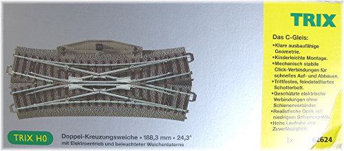 Trix 62624 HO Doppelkruzungsweiche 188,3 mm. - 1 Stück