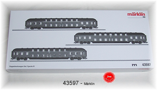 Märklin 43597 Doppelstockwagen-Set. der DB 3-teilig