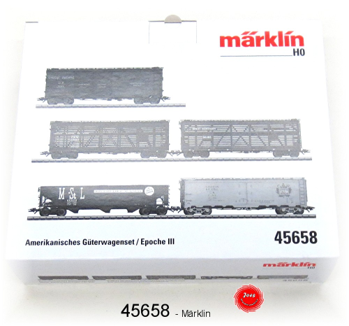 Märklin  45658  5 unterschiedliche Güterwagen mehrerer nordamerikanischer Bahnverwaltungen.