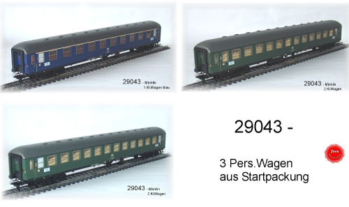 Märklin 29043 - Drei Reisezugwagen der DB 1+2.Klasse aus Startp.