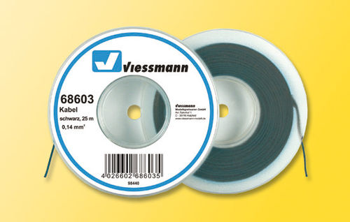 Viessmann 68603 Kabel auf Abrollspule, 0,14 mm², schwarz, 25m