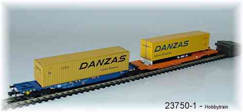 Hobbytrain 23750-1 Ein Containertaschenwagen Sdggmrss 744 "Papagei" DB "Danzas"