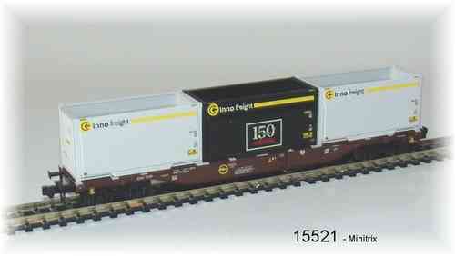 15521 - Containertragwagen. Sgnss Spur Minitrix -
