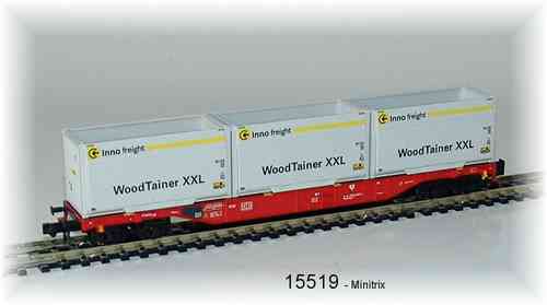 15519 - Containertragwagen. Sgns Spur Minitrix -