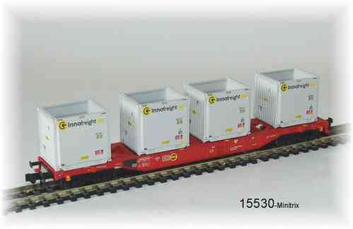 15530 - Containertragwagen. Sgns Spur Minitrix -