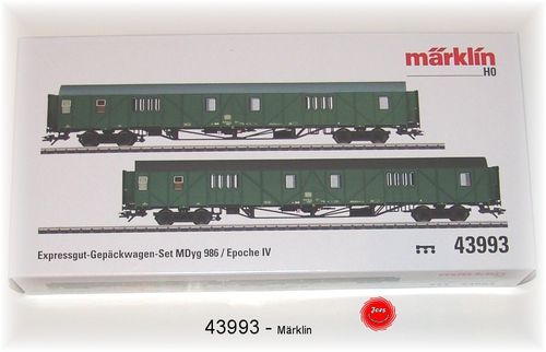 Märklin 43993 Expressgut-Gepäckwagen-Set der DB 2-teilig passend zu 43992