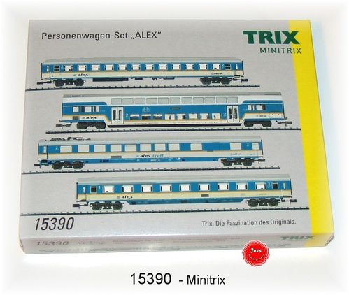 Trix Minitrix 15390 Wagen-Set "ALEX" 4-teilig mit Innenbeleuchtung