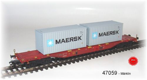 MÄRKLIN 47059 Container-Tragwagen Sgnss beladen mit Boxcontainer