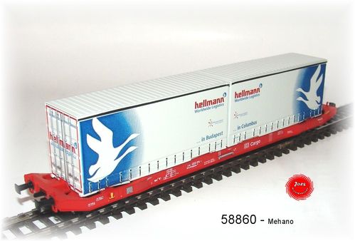 Mehano 58860 - DC-Containertragwagen Typ Sgkkms 689 mit Jumbo Wechselpritschen