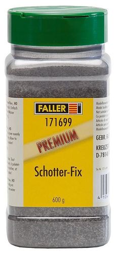 FALLER 171699 Spur H0, TT, N, PREMIUM Streumaterial Schotter-Fix, Naturmaterial, mittelgrau, 600g