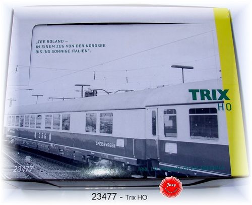Trix  23477 -  Wagendisplay TEE 75 „Roland“. Avümh 111 Apümh 121 ARDümh 105 Wrüm