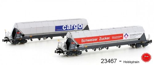 Hobbytrain 23467 - Güterwagen 2er Set SBB Tagnppss Silowagen "Zuckertransport"