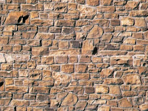 VOLLMER 46036 Spur H0, Mauerplatte Mauerstein beige braun aus Karton 25x12,5cm 10 Stück