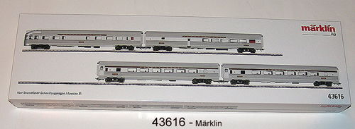 Märklin 43616 Vier Streamliner-Schnellzugwagen der PRR
