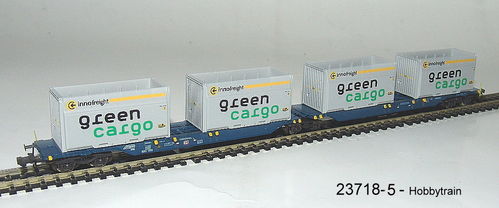 Hobbytrain 23718-5 Ein Containertragwagen Sggmrs 715 der DB AG "Green Cargo"