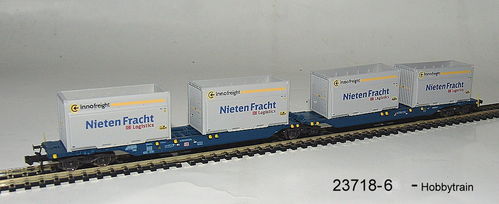 Hobbytrain 23718-6 Ein Containertragwagen Sggmrs 715 der DB AG "Nietenfracht