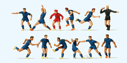 Preiser 10759 Spur H0 Figuren, Fußballmannschaft, blaue Trikots + Hose