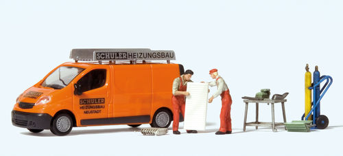Preiser 33259 Spur H0 Figuren, Opel Vivaro "Schuler Heizungsbau"