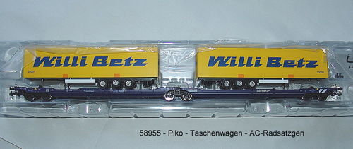 Piko 58955 - Taschenwagen -T3000e Nacco- mit 2 "Willi Betz" Trailern AC-Radsatz