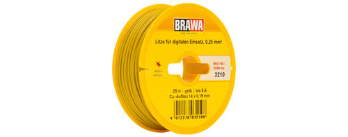 BRAWA 3210 - Litze für digitalen Einsatz 0,25 mm², 25m, Spule gelb