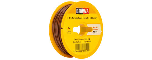 BRAWA 3212 - Litze für digitalen Einsatz 0,25 mm², 25m, Spule braun
