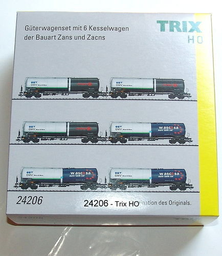 Trix 24206 Spur H0 Kesselwagen-Set Bauart ZANS und ZACNS 6-teilig