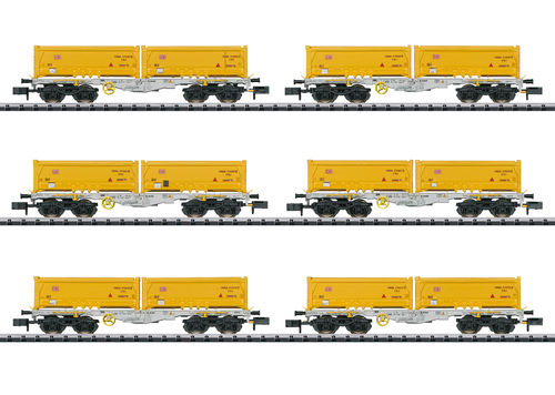 Trix Minitrix 15075 Containertragwagen-Set Sgmmns 190 der AAE 6-teilig