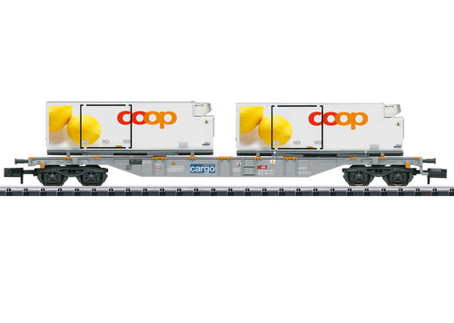 Trix Minitrix 15492 Containertragwagen "coop®" der SBB Cargo beladen