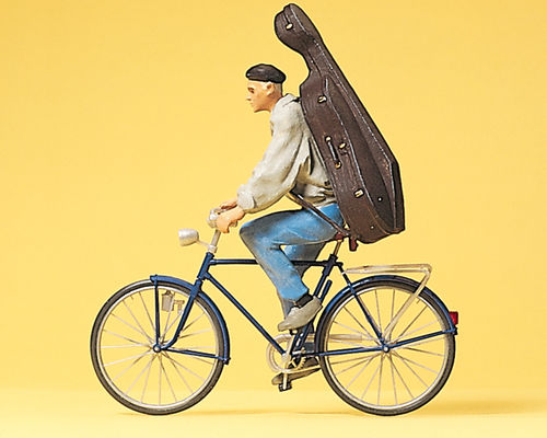 Preiser 45070 Spur G Maßstab 1:22,5 Figuren, "Student auf Fahrrad" #NEU in OVP#