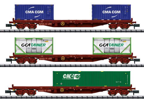 Trix Minitrix 15072 Containertragwagen-Set Rs der SNCF 3-teilig