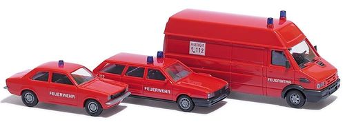 BUSCH 1604 Spur H0 Automodelle Feuerwehr 3-er Set  #NEU in OVP#
