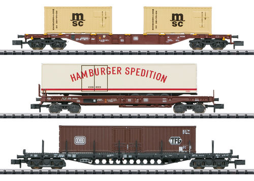 Trix Minitrix 18702 Güterwagen-Set "Containerverkehr" der DB 3-teilig