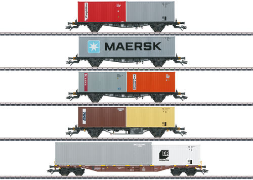 MÄRKLIN 47680 Container-Tragwagen-Set der DB 5-teilig beladen