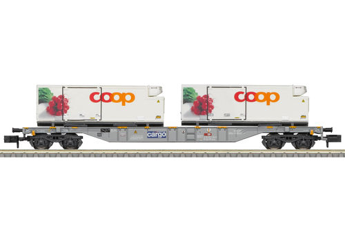 Trix Minitrix 15493 Containertragwagen "coop®" der SBB Cargo beladen