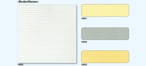 Preiser 19600 H0 Bodenfliesen quadratisch Weiß, 3 Platten 95x95 mm
